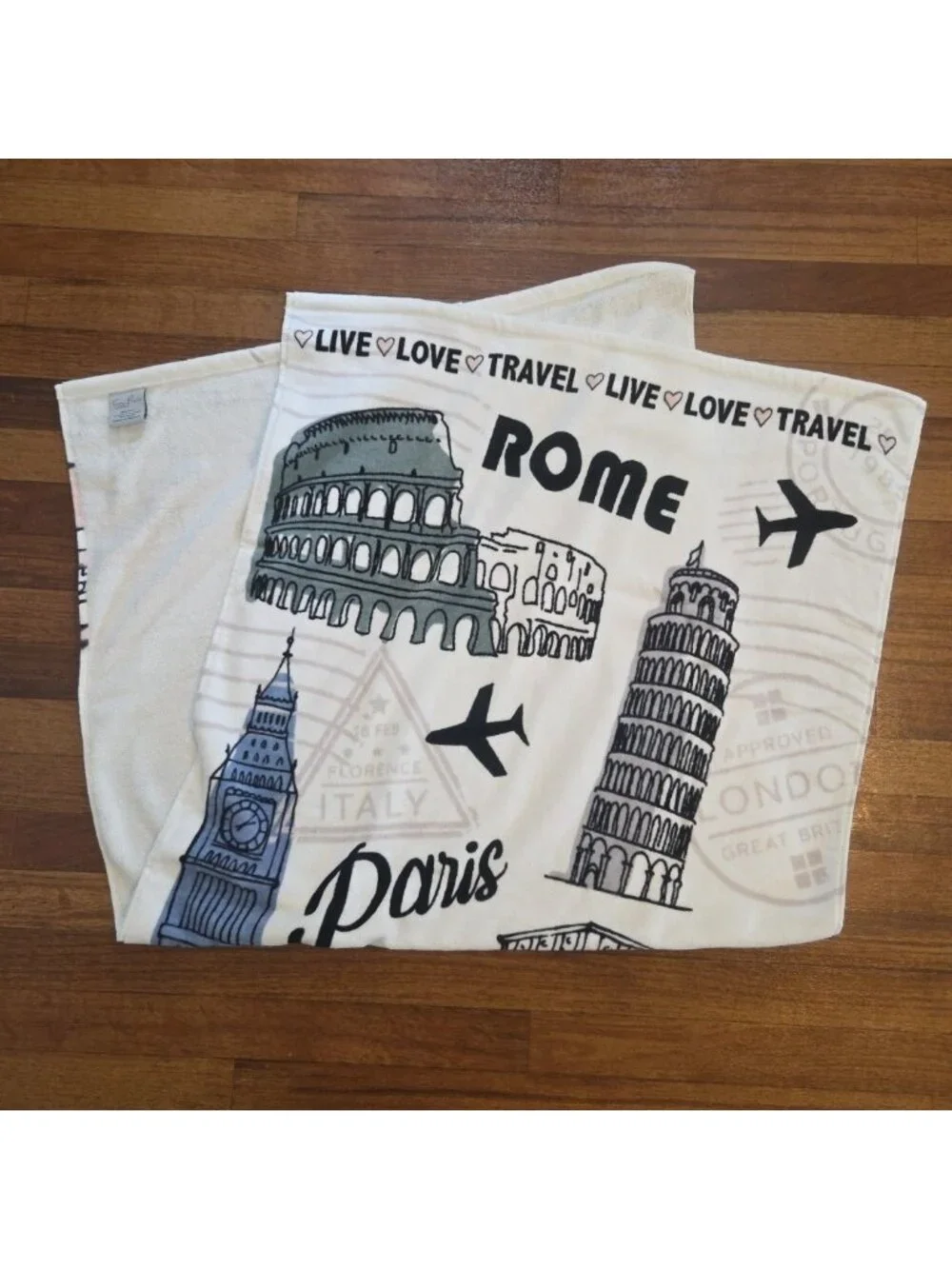 Italy Paris Bath Towel London Love To Travel Oeko Tex NEW with Tag